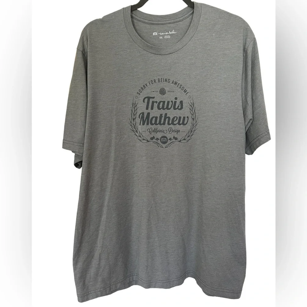 Travis Mathew Sorry For Being Awesome Graphic Tshirt XXL in Gray Limited Release - Picture 1 of 4